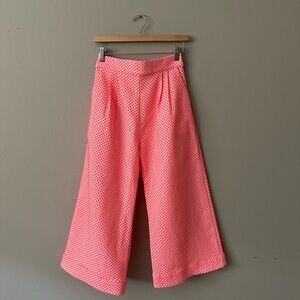 Pink Polka Dot Wide-Leg Pants